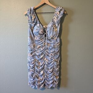 Madden NYC Blue Floral Sweetheart Cut-Out Bodycon Dress Size XXL